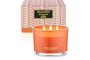 96NORTH Luxury Spiced Cinnamon Candle | Large 3 Wick Jar Candle | Up to 50 Hours Burning Time | 100% Natural Soy Wax | Relaxing Aromatherapy Aesthetic Candles | Housewarming Gift for Men and Women