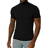 URBAN BUCK Turtleneck Men Long Sleeve Knitted Shirt - Ultra Soft Cotton Slim Fit Ribbed Turtle Neck Sweater for Men