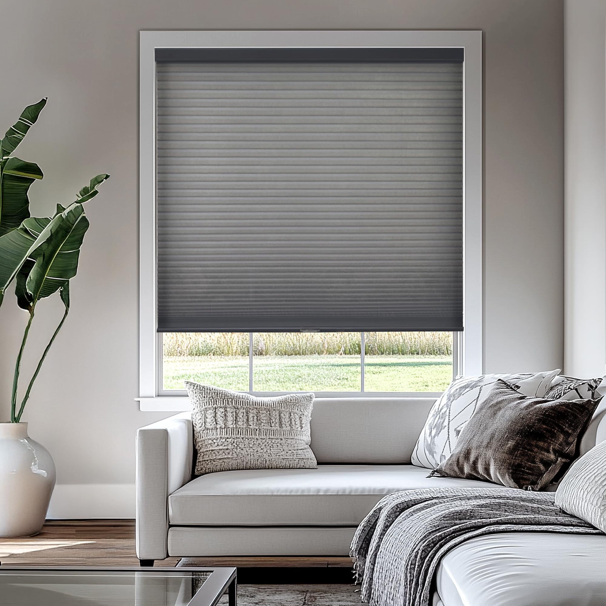 Chicology Privacy Single Cell Window Blind, Polyester Metal Plastic, Morning Fog, 24" W x 48" H