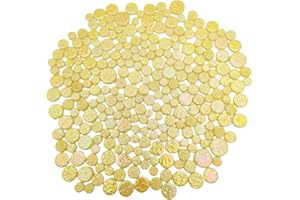 BTMIEY 1.1lb Random Round Glass Mosaic Tiles, Making Creative Iridescent Mosaic Pieces for DIY Craft,Flowerpots, Vases, Cups, Garden Decor Mosaic Making Supplies… (Glitter Yellow)