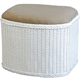 Rattan Wäschekorb / Wäschetruhe mit gepolsterten Sitz in der Farbe