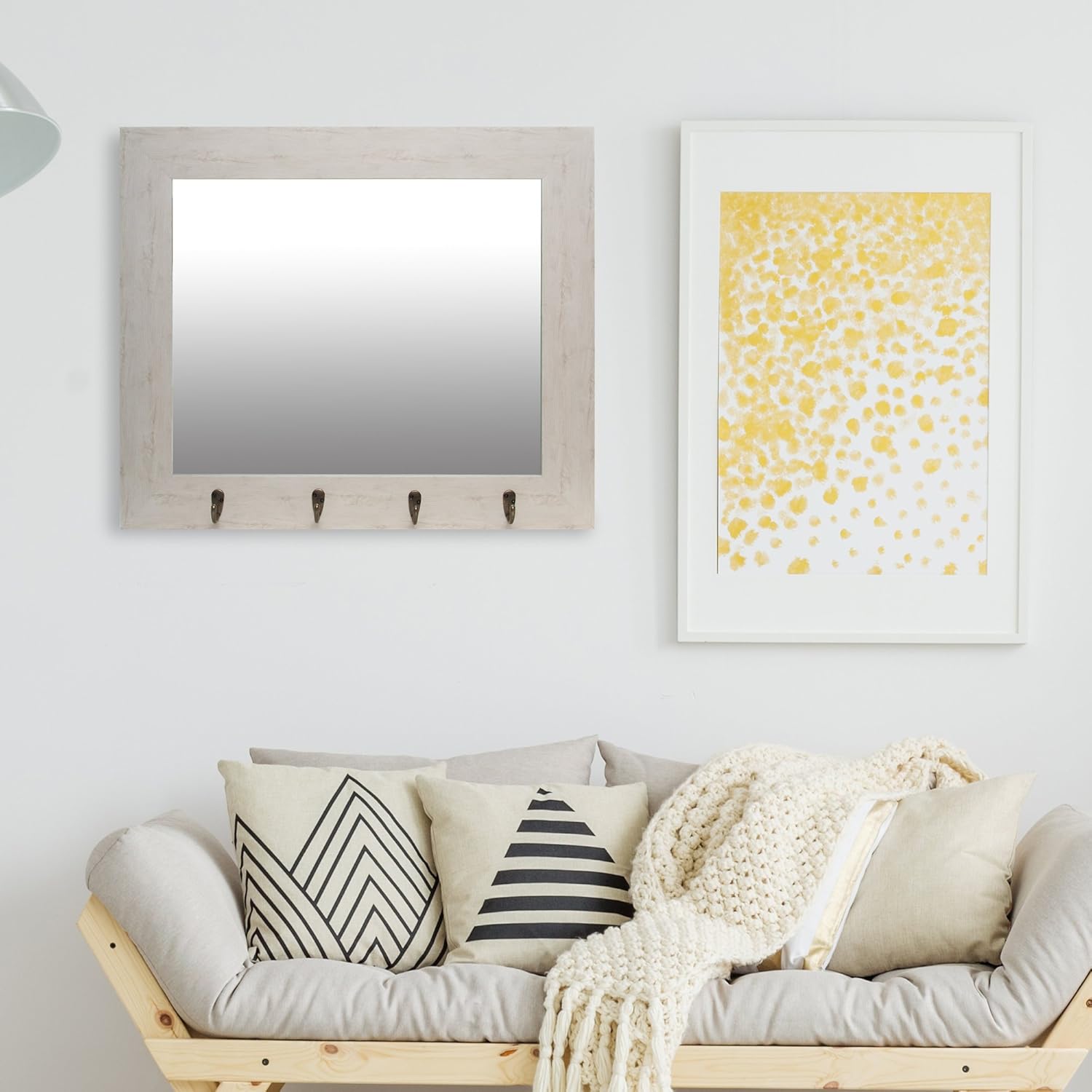 WallMounted Mirrors Patton Wall Decor Gray Washed Foyer Hooks Wall