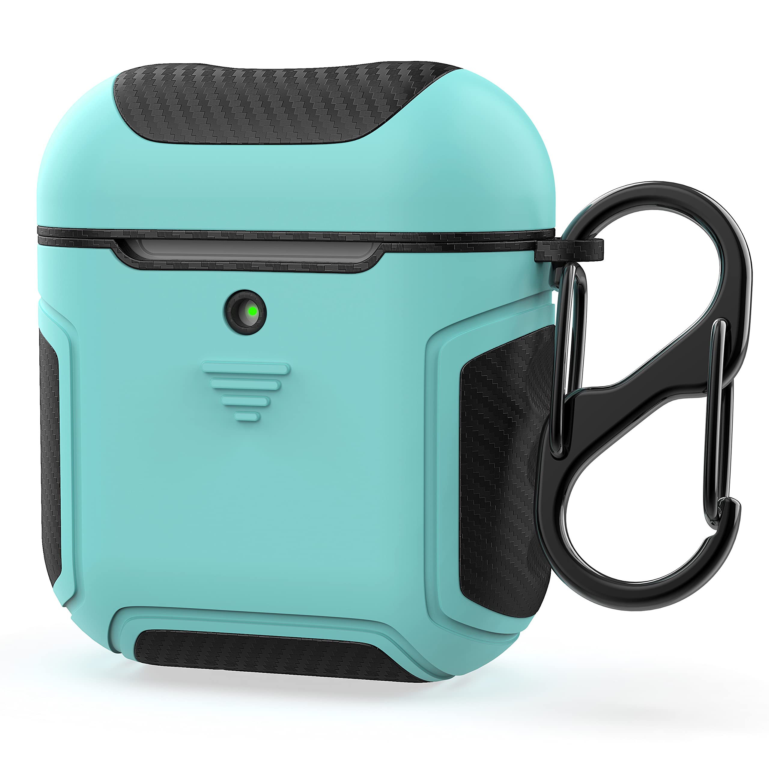 ORETECH Compatible with AirPods 1 and AirPods 2 Case, Slim PC Carbon Fibre Protection Anti-Shock Case for AirPods Silicone PC Accessories Charging Case AirPods 2 Mint Green