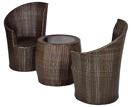Furnifuture Half Moon Outdoor Patio Furniture 2 Chairs And Table