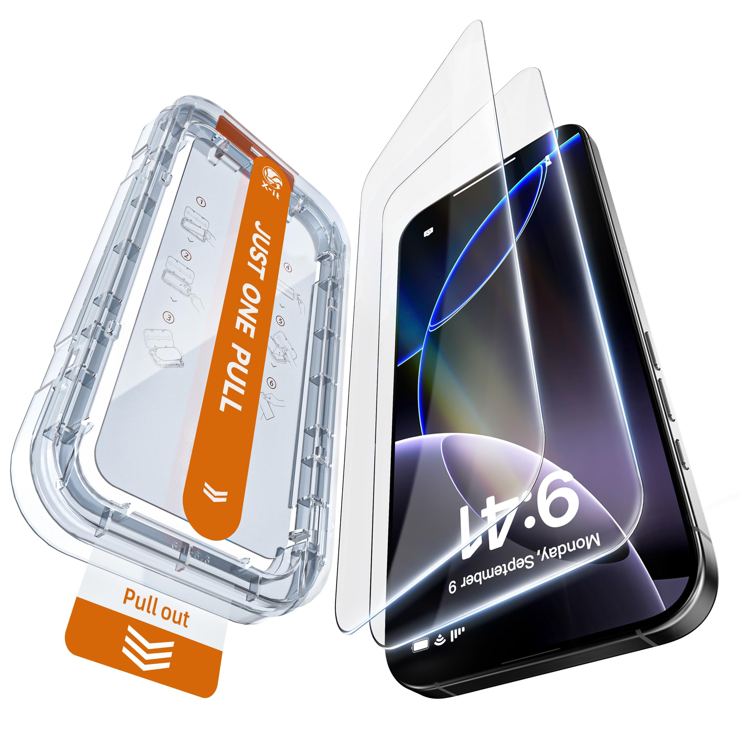 X-it 2 Pack AR Screen Protector for iPhone 17 6.3" with Auto-Alignment Kit, Anti-Reflective, Auto Dust Removal, 9H+ Military Grade Shatterproof, Tempered Glass HD Clear, Case Friendly