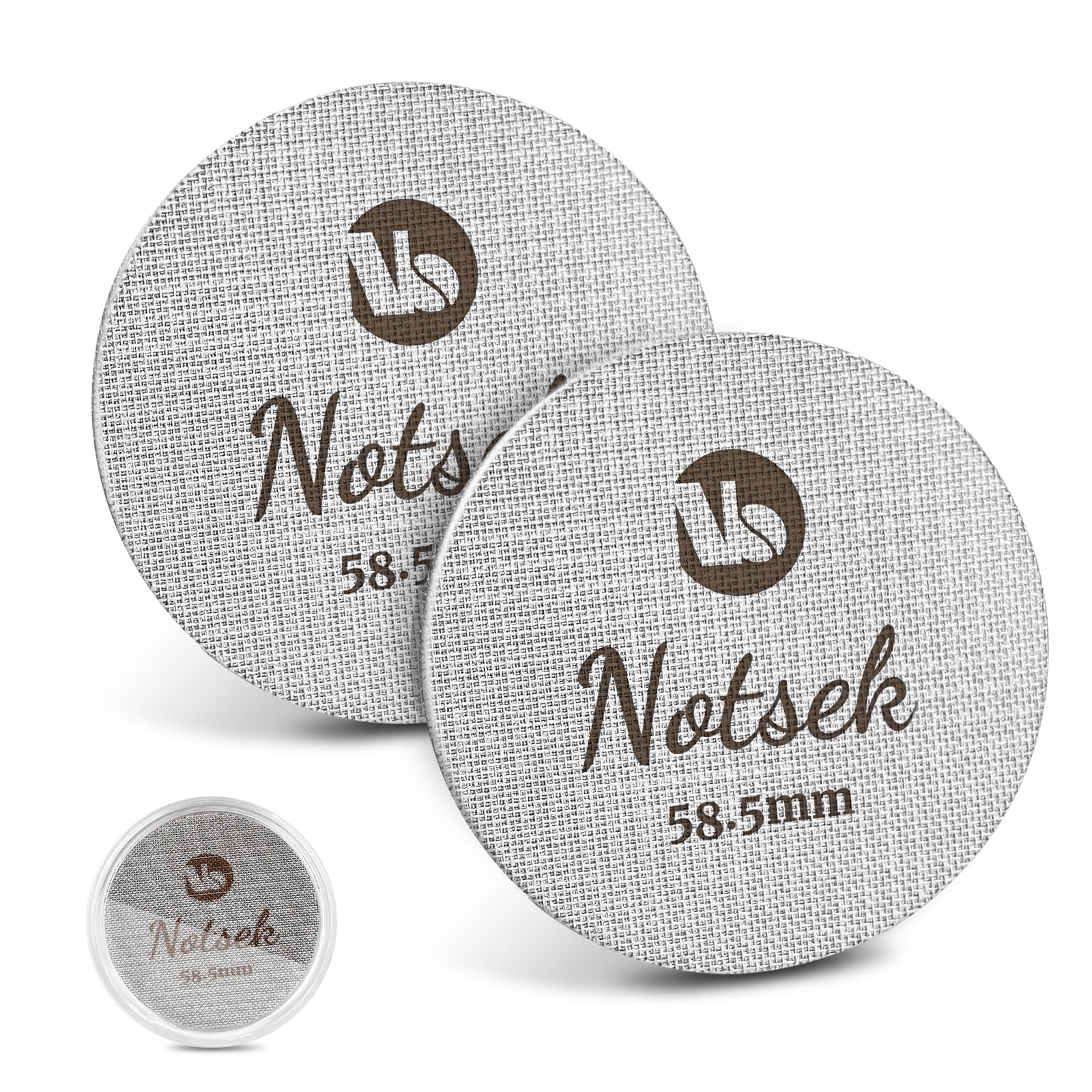 NOTSEK Puck Screen 58mm, 2Pcs 1mm/1.7mm Thick Espresso Puck Screen for 58mm Portafilter, 150μm 316 Stainless Steel Coffee Puck Screen with Acrylic Storage Box, Espresso Screen for Barista Accessories
