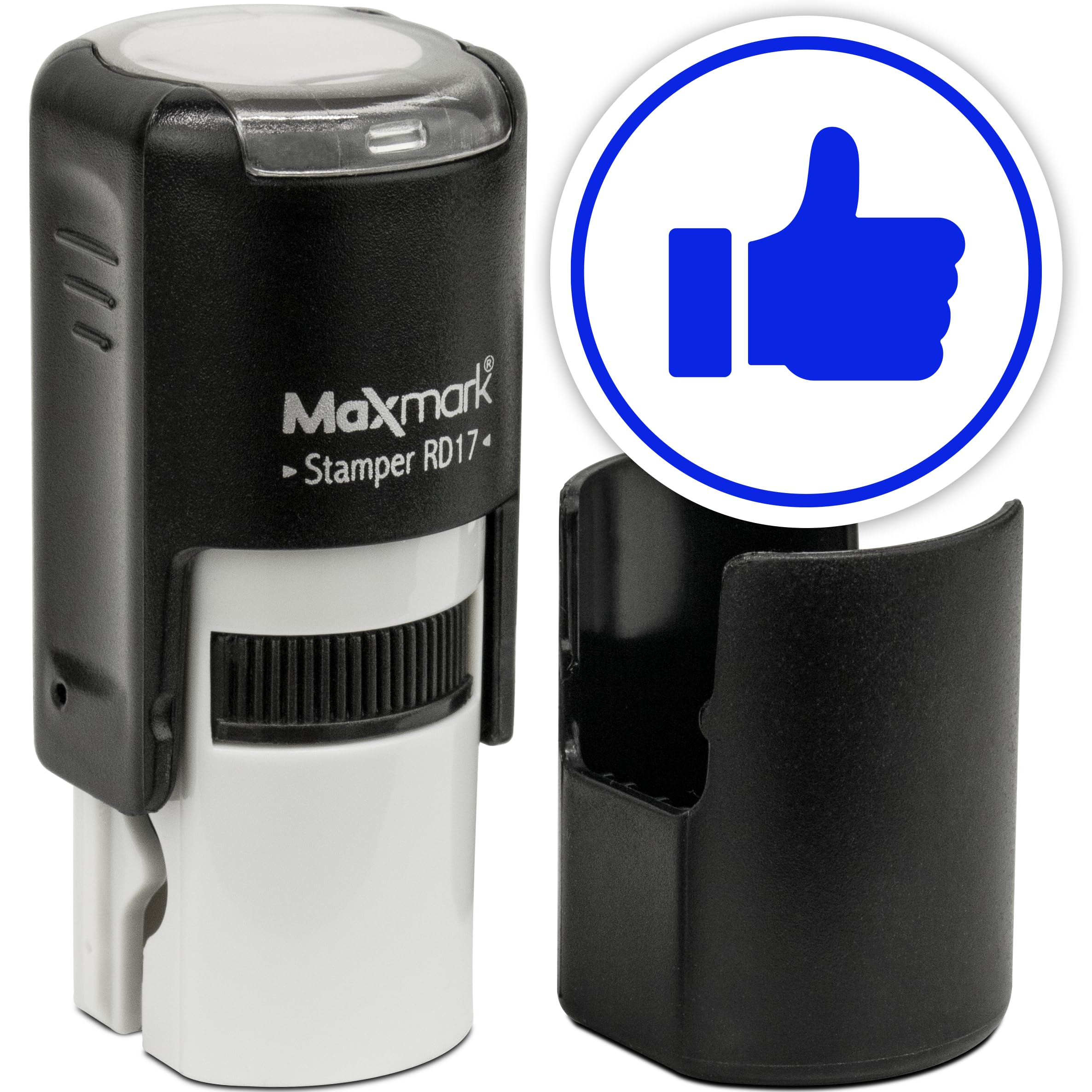 MaxMark Round Self Inking Emoji Stamp - Like - Blue