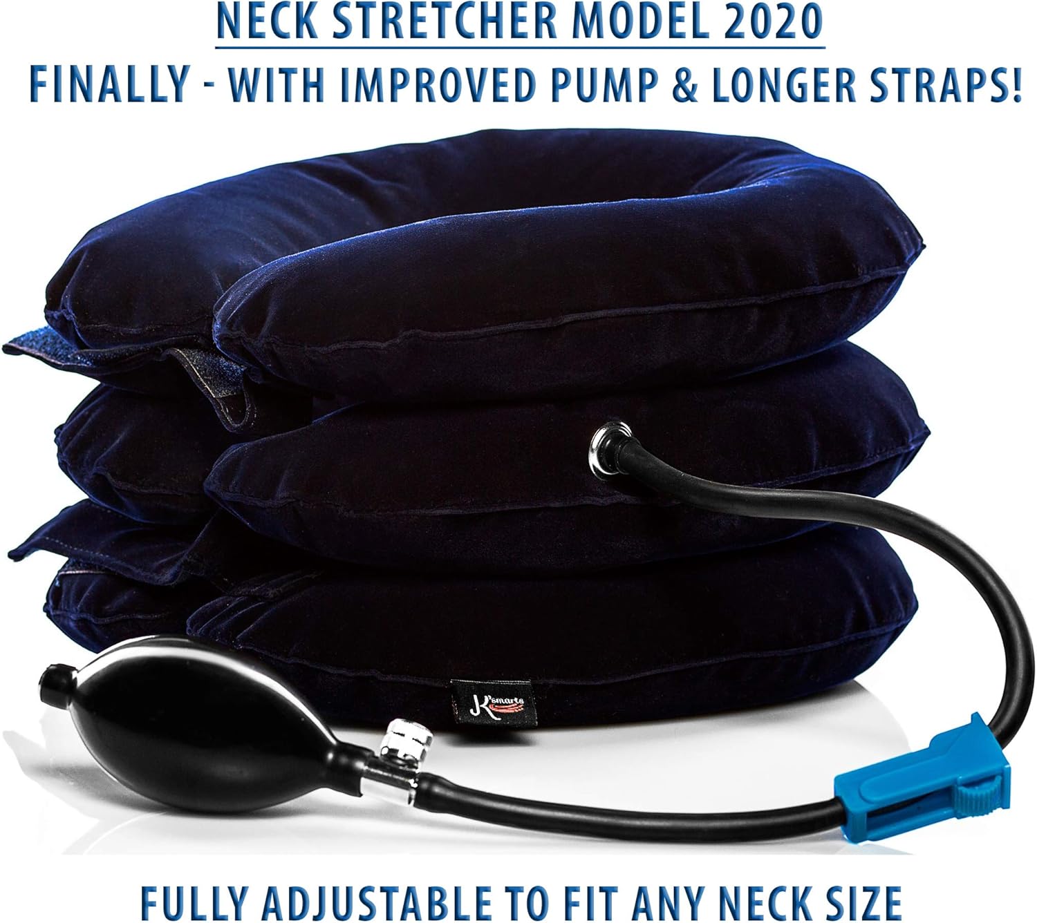 Pinched Nerve Neck Stretcher Cervical Traction Device for Home Pain Treatment | Inflatable Spinal Decompression Collar Unit Muscle Strain Injury Relief | Herniated Disc Problems Remedy Kit (Blue): Home & Kitchen