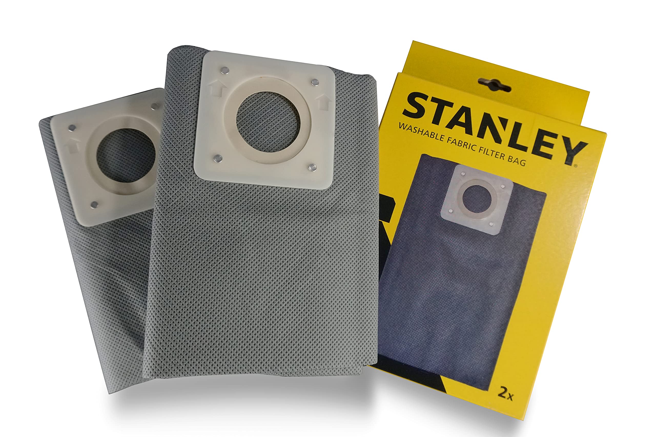 Stanley Washable 20L Cloth Filter Bags for Wet and Dry Vacuum Cleaners Waschbaren Stofffilterbeuteln Gray 20-l-Stofffilterbeutel - Grey - Pack of 2