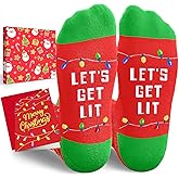 HAPPYPOP Christmas Socks for Adult - Gnome Xmas Movie Snowman Deer Tree Gifts, Xmas Cards