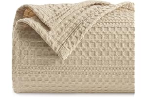 PHF Lightweight Waffle Weave Blanket King Size 104"x 90", Soft Woven Summer Blanket for Hot Sleepers - Aesthetic Home Decor for Couch Bed Sofa, Pet Friendly, Khaki