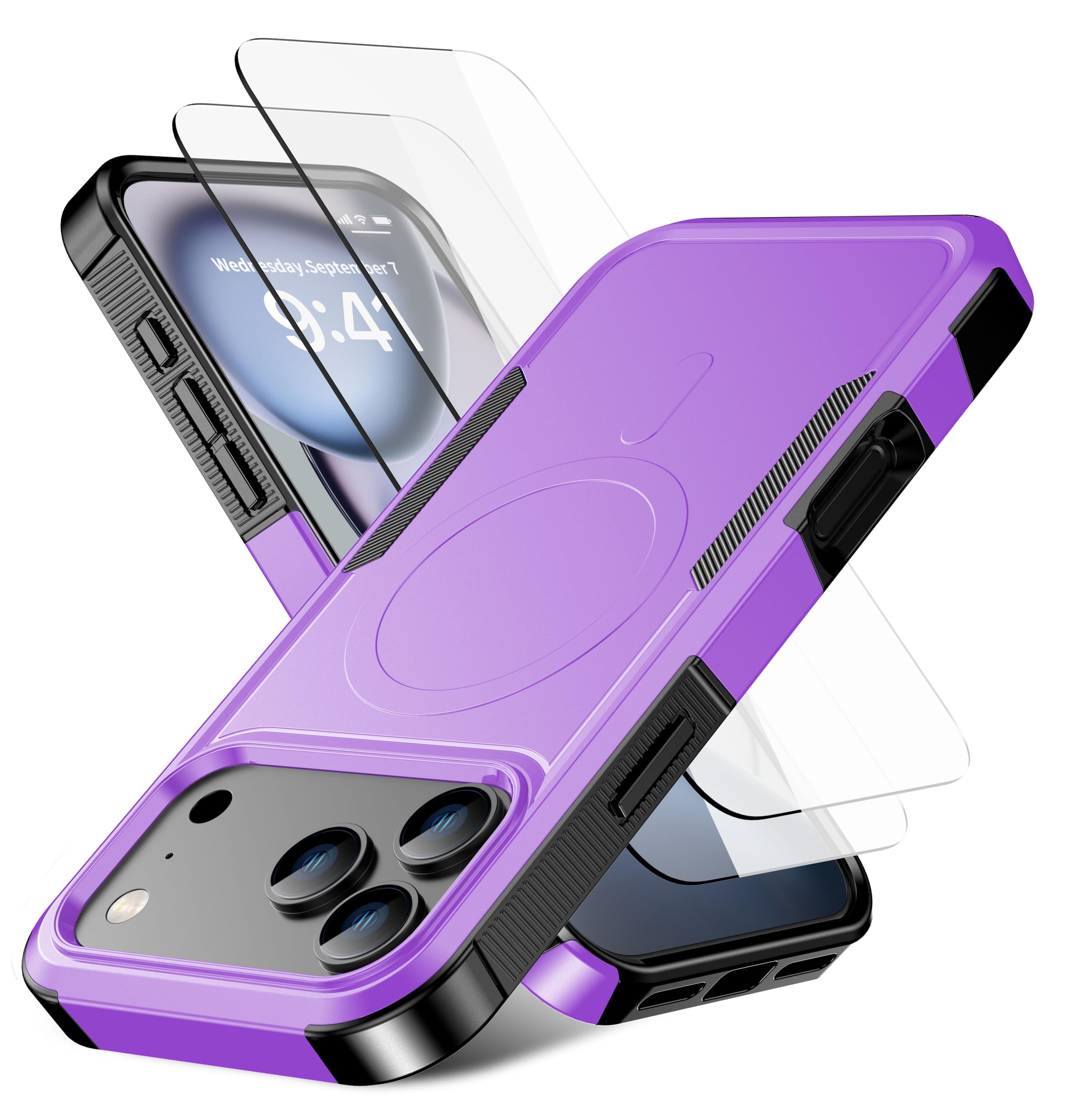 RonShieh Magnetic for iPhone 17 Pro Max Case [Compatible with MagSafe] [Shockproof] [Heavy Duty Protection] Pocket-Friendly & Tough Non-Slip Protective Phone Cover for iPhone 17 promax 6.9", Purple