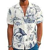 DFZ Funny Hawaiian Shirts for Men Summer Beach Short Sleeve Button Down Shirt Theme Party Shirt