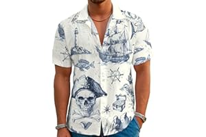 DFZ Funny Hawaiian Shirts for Men Summer Beach Short Sleeve Button Down Shirt Theme Party Shirt