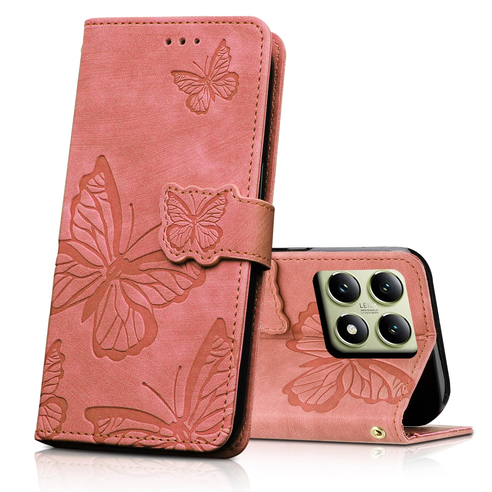 CXTcase for Xiaomi 14T Case, Premium Leather Folio Flip Stand View Cover, Full Protection Magnetic Closure Case Compatible with Xiaomi 14T Phone Cover, Pink