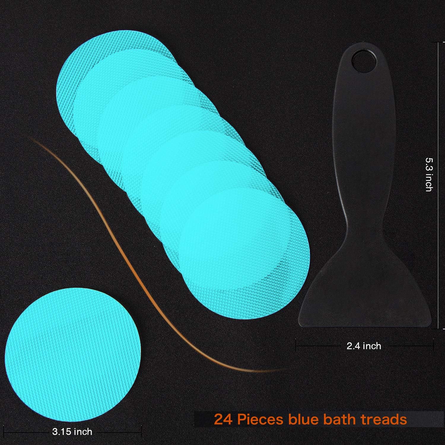 Secopad Non-Slip Bathtub Stickers, 24 PCS Safety Bathroom Tubs Showers Treads Adhesive Decals Scraper (Blue): Home & Kitchen
