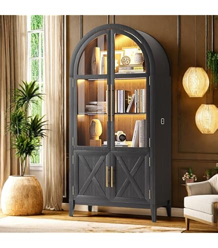 Amazon.com: Sunny Designs Arched Display Cabinet with Doors : Home
