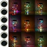 6 Pack Mason Jar Lights, 10 LED Solar Colorful