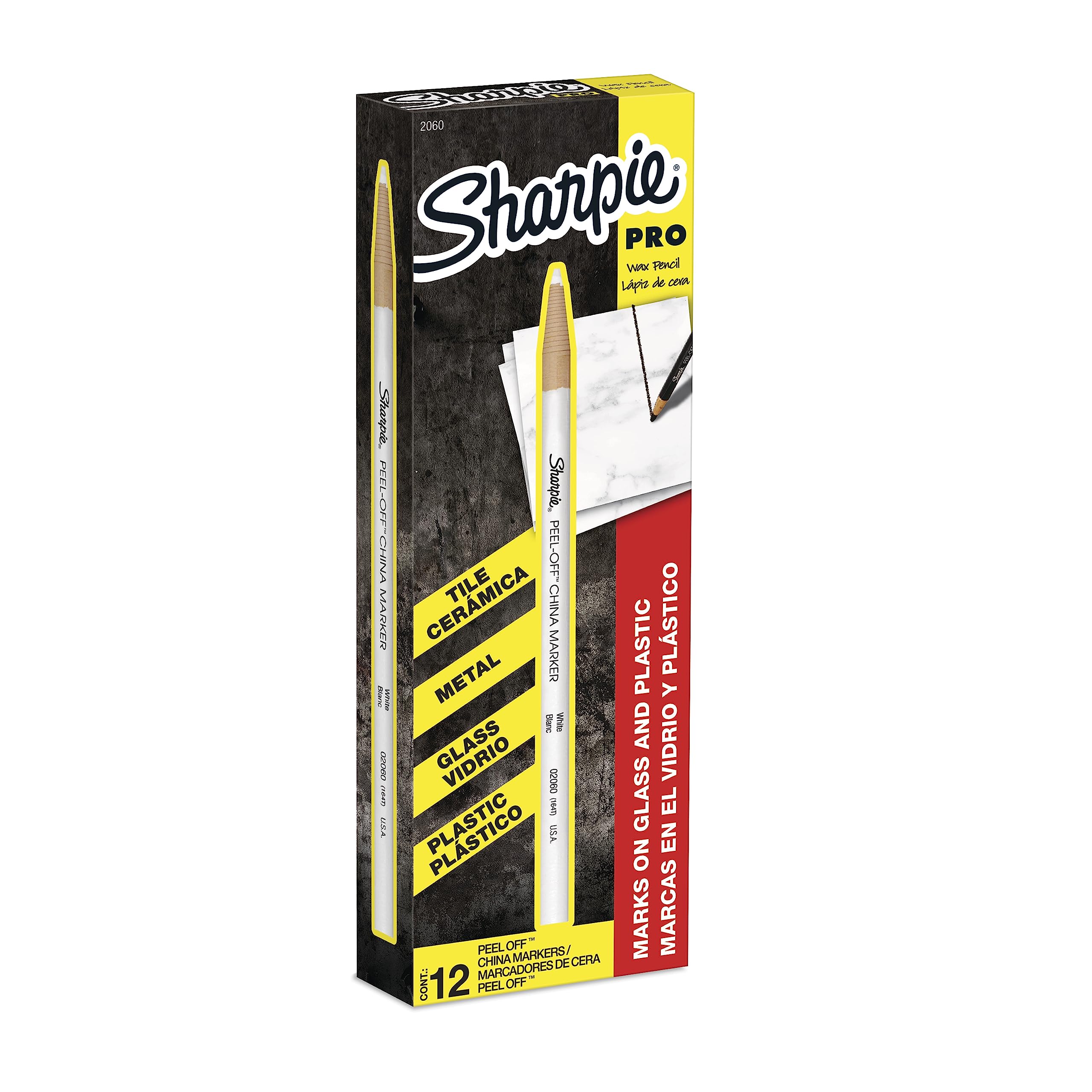 Photo 1 of Sharpie Peel-Off China Marker Grease Pencils, White, Box of 12