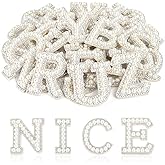 ASTARON 52 Pcs Self Adhesive Letter Patches Pearl Rhinestone Letter Stickers, Glitter Rhinestone Letters A-Z Embroidered Applique Patches Alphabet Cloth Patch for Clothes, Bags, Hat, Phone Case, DIY