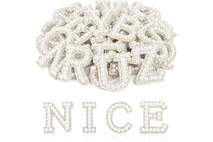 ASTARON 26 Pcs Self Adhesive Letter Patches Pearl Rhinestone Letter Stickers, Glitter Rhinestone Letters A-Z Embroidered Applique Patches Alphabet Cloth Patch for Clothes, Bags, Hat, Phone Case, DIY