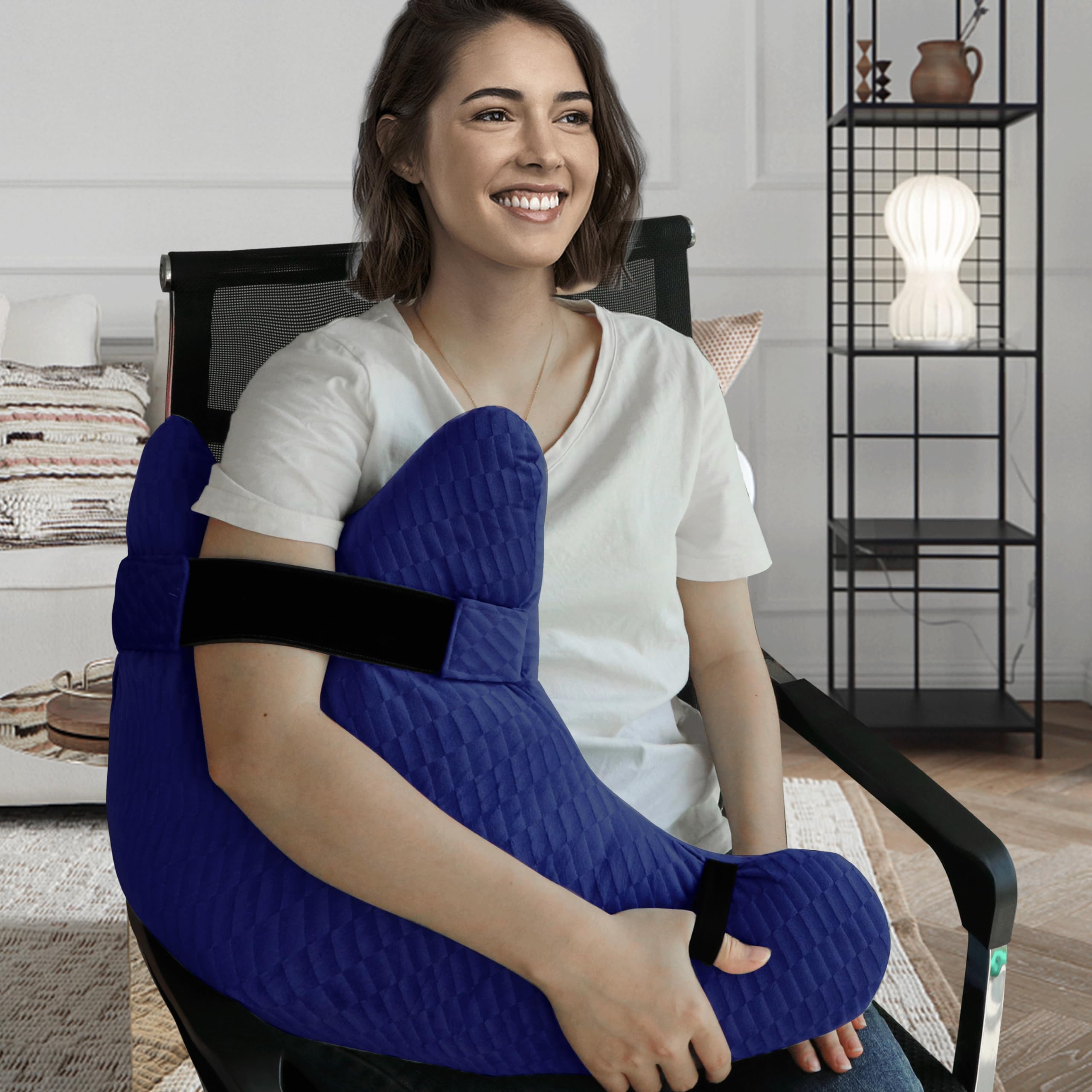 Photo 1 of Shoulder Surgery Pillow, Shoulder Pillow for Shoulder Pain, Rotator Cuff Pillow, Arm Pillows for Adults After Surgery, Side Sleeper Pillow for Neck and Shoulder Pain Relief (navy blue with strap)