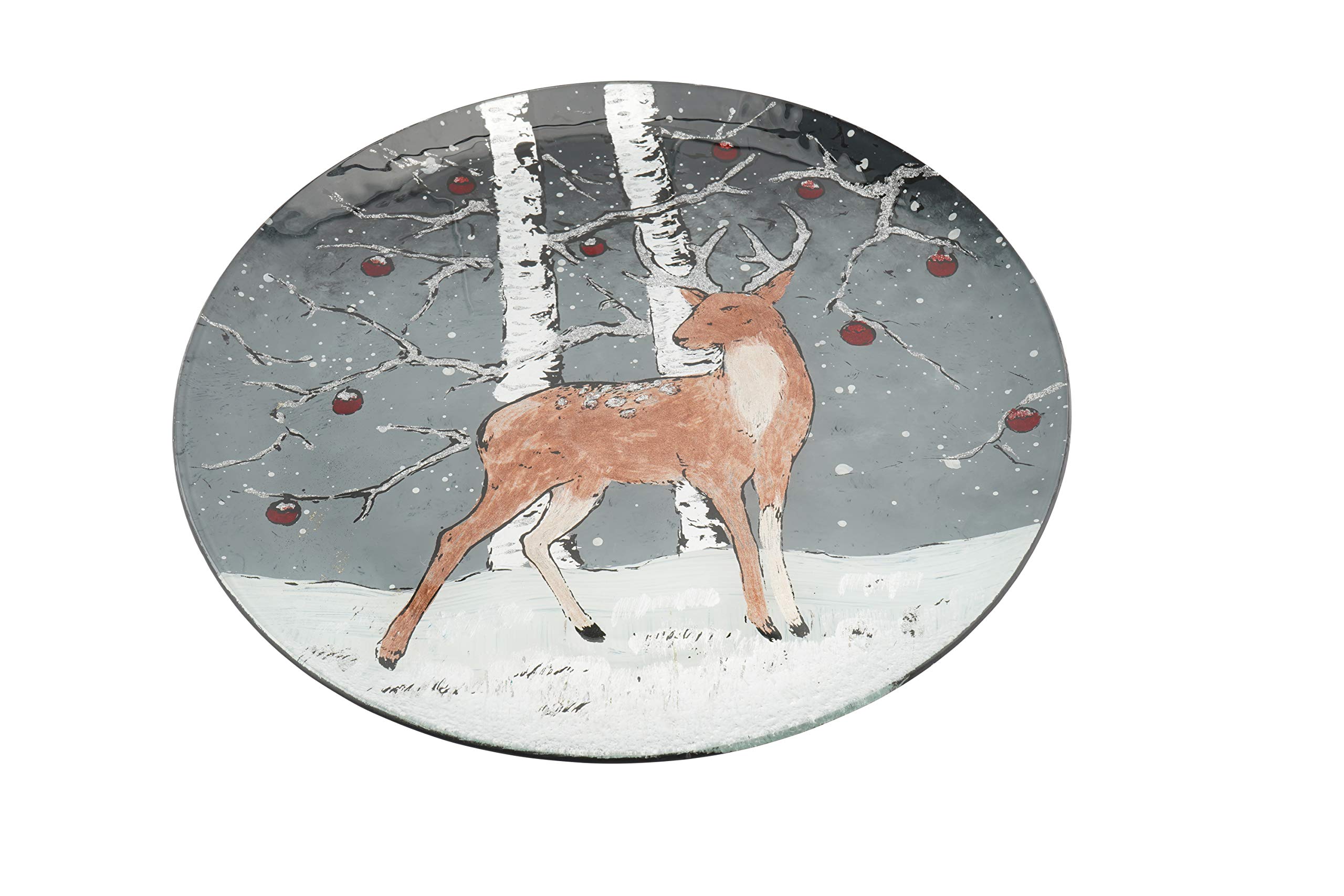 CGB Giftware | Stag Glass Large Plate | Winter Stag Range | Christmas | Tableware