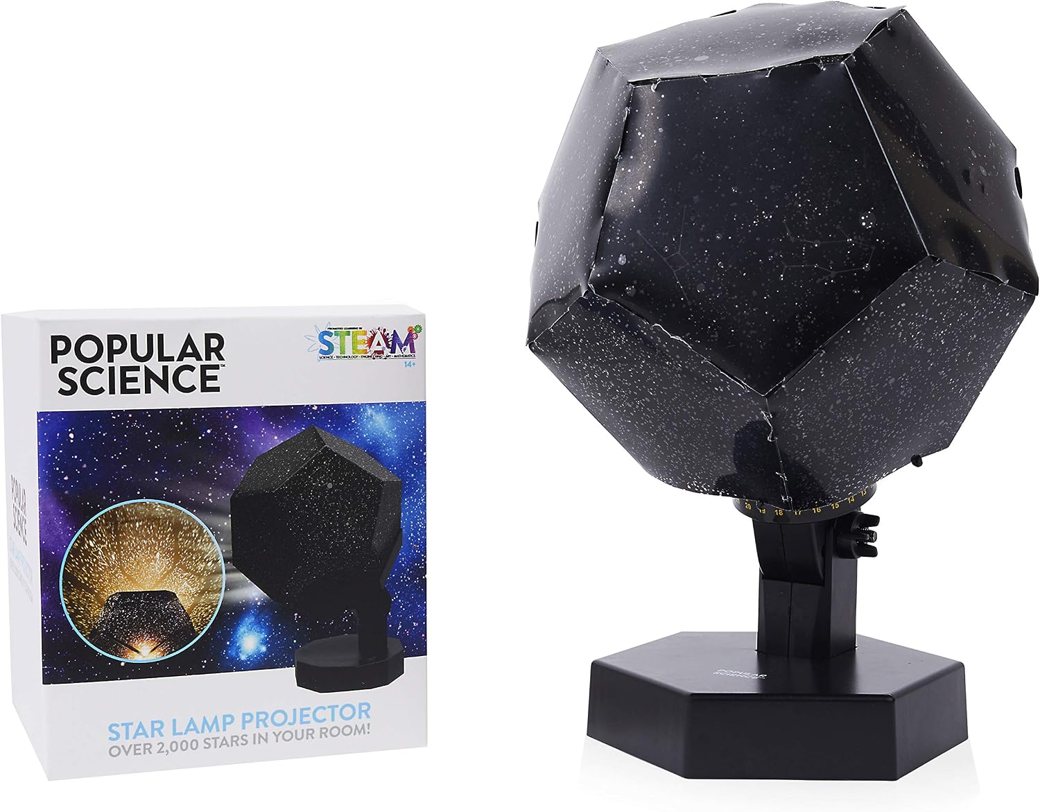 Popular Science Star Lamp Projector STEM Educational Light - Learn About The Sky At Night, Black