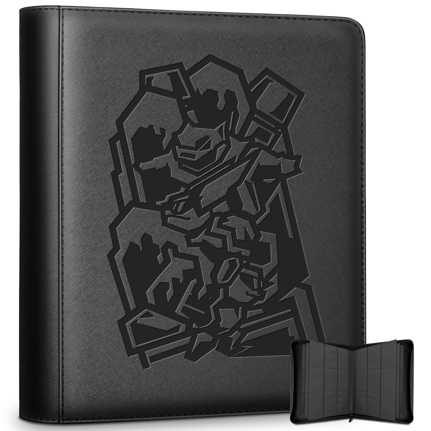 Toploader Binder, Premium Zipper Trading Card Binder 9-Pocket, Top Loaders with Side-Loading Sleeves for 252 Cards(3" X 4"), Exclusive Original Art Cover Card Collection Folder for TCG (Black)