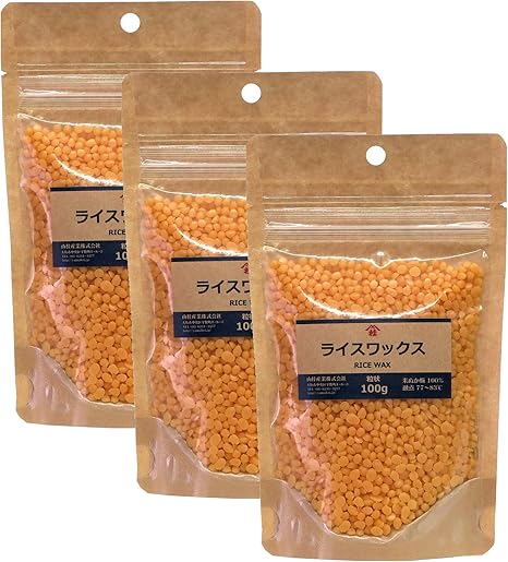 Amazon あぶら屋ヤマケイ 和ろうそく 手作りクレヨン ライスキャンドルなどに ライスワックス 米ぬか蝋100 粒状 3袋セット 300g ホビー用素材 通販