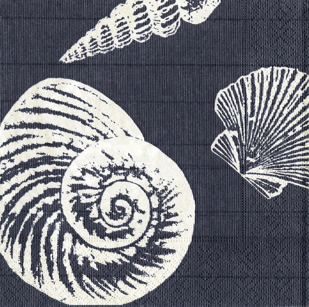 Ocean Blue Shells Sea Shell Caspari Lunch Paper Napkins 20 in Pack 3 ply 33 cm Square