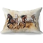 MVLJG Horse Pillow Covers 12x20, Horse Lover Gifts, Vintage Running Horses Farmhouse Animal Decorative Lumbar Pillow Covers for Home Living Room Bedroom Sofa Couch