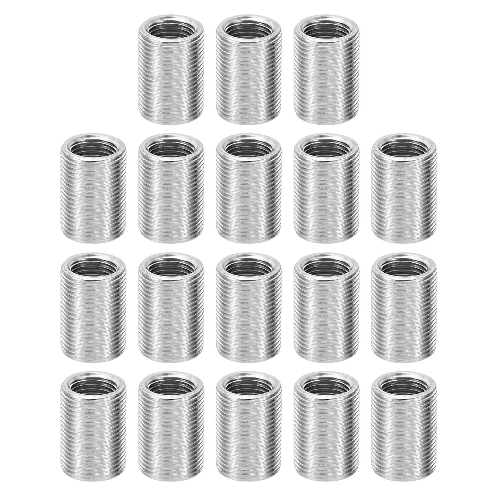PATIKIL M14xM10x20mm Metal Threaded Repair Insert Nut, 18Pcs Male to Female Fine Thread Sleeve Inserts Reducing Nut Adapter Reducer Screw Sleeves, White Zinc