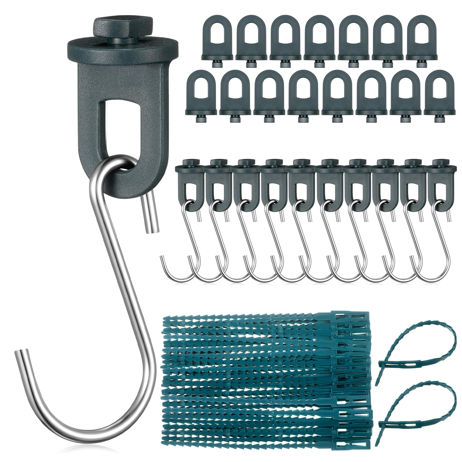 Namalu 25 Pcs Garden Greenhouse Clips and 10 Pcs S Shaped Hooks 50 Pcs Reusable Plant Ties, Greenhouse Accessories Greenhouse Shading Fixing Clips for Hanging Plants, Basket Pot, Fixing Wires