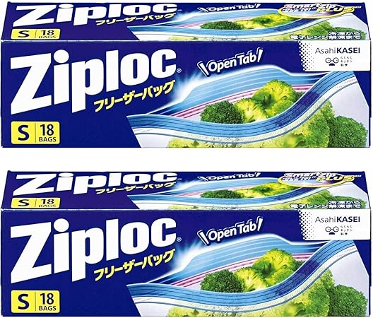 Amazon ジップロック フリーザーバッグ Sサイズ 18枚入 ジッパー付き保存袋 冷凍 解凍用 縦12 7cm 横17 7cm 2箱 ジップロック 保存用バッグ ポリ袋