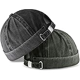 SATINIOR 2 Pieces Brimless Hats for Men Adjustable Docker Casual No Brim Hat Visor-Less Flip Sailor Skullcap