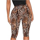 SweatyRocks Women's High Waist Sheer Mesh Leopard Capris Leggings Yoga Workout Pants