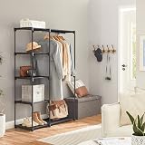 SONGMICS Freestanding Wardrobe, Foldable Closet, 43x112x165cm, Black view 3