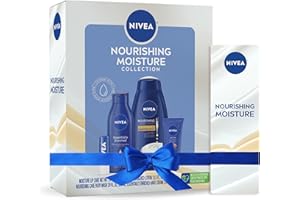 NIVEA Skin Care Set For Her, Nourishing Body Wash, Moisturizing Body Lotion, Lip Balm Stick with Shea Butter, & Hand Cream, 4 Piece Gift Set