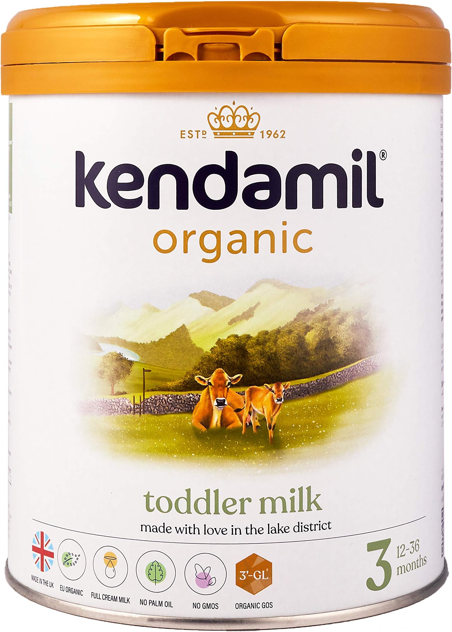 (2x800g) Kendamil Organic Toddler Milk, Stage 3 – British Made, Organic Whole Milk Formula – with HMOs, No Palm Oil, No Fish Oil, No SOYA, No GMOs