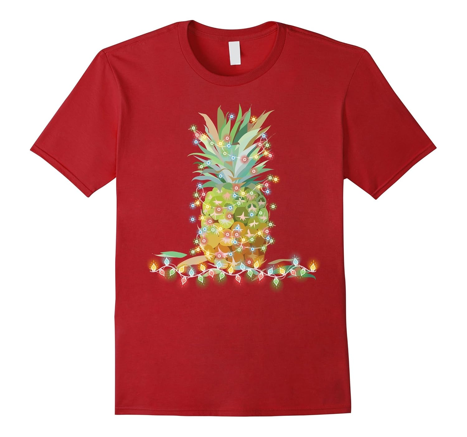 Beach Tropical Christmas Pineapple Christmas Lights T-Shirt-ANZ