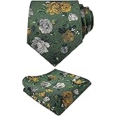 Alizeal Mens 3.15'' Colorful Flower Pattern and handkerchief Necktie Set