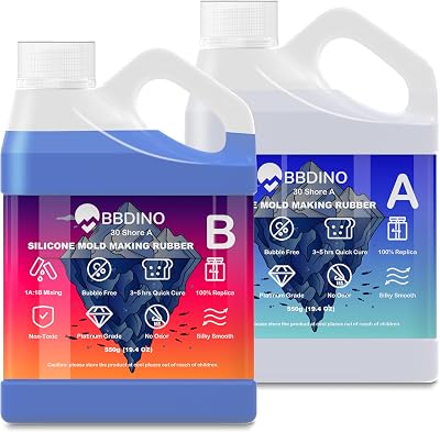 BBDINO Silicone Mould Making Kit 30A Platinum Silicone 1100g Sapphire Blue