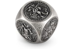 Kabinka Spinner Dice for 7 in 1 DND Dice Set, Unique Metal Dice for Dungeons and Dragons RPG Role Playing Gaming (Ancient Silver)