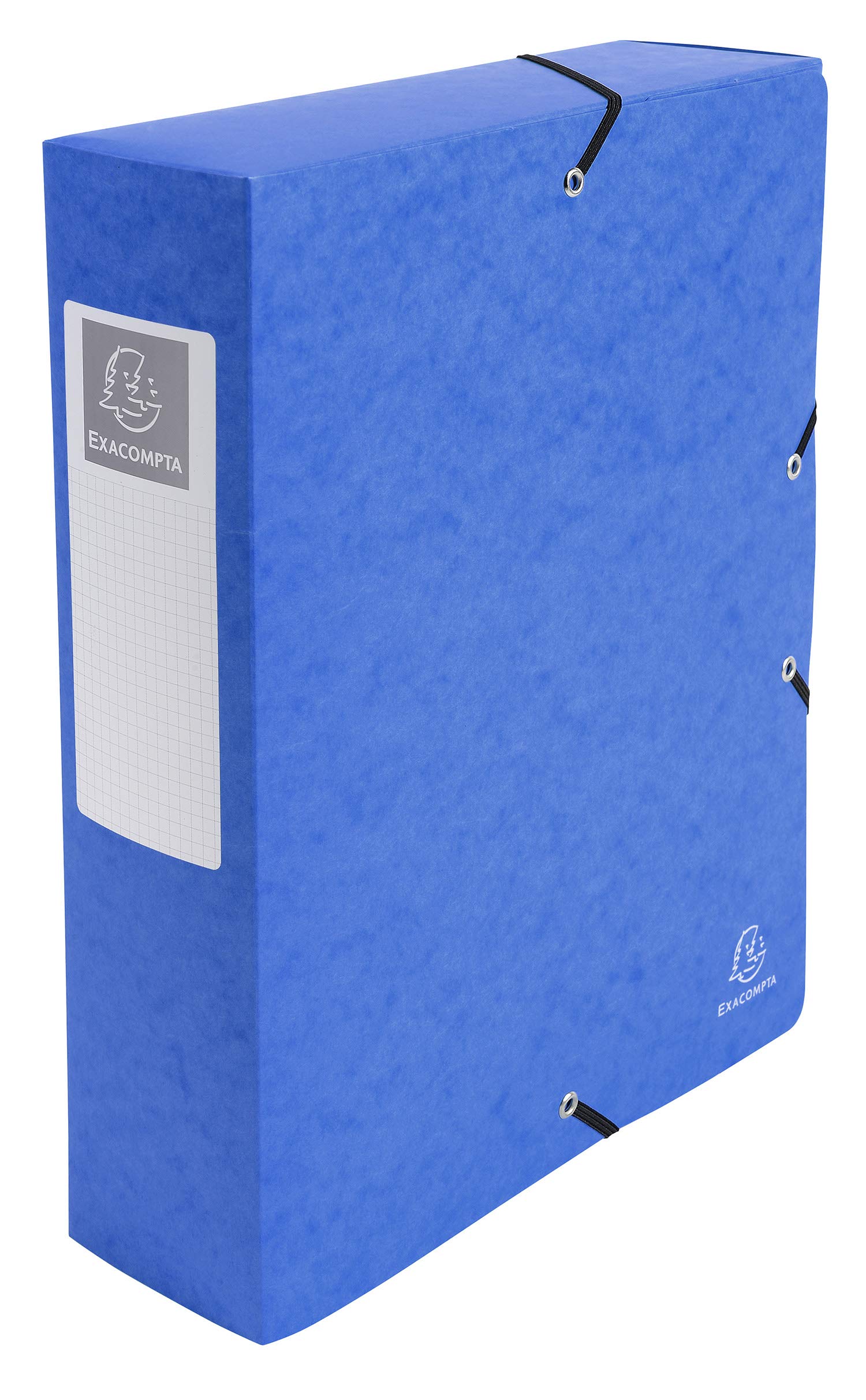 Exacompta - Ref 50832E - Pressboard Filing Box - 250 x 330mm in Size, Suitable for Holding A4 Documents, 8cm Spine, 600gsm Genuine Pressboard, Spine Label - Blue