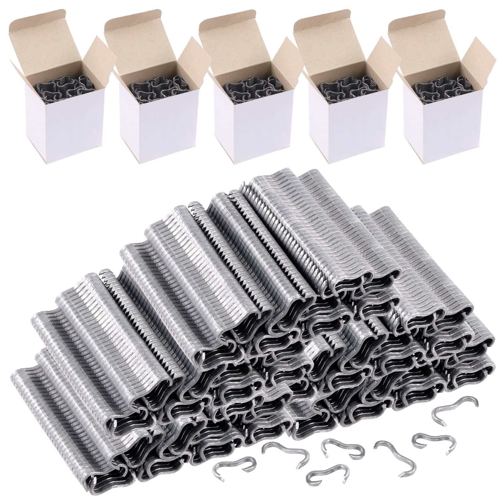 Wokape 3000Pcs Type M Nails Galvanized Steel M Clips, Cage Clamp Hog Ring Pliers Staples for Upholstery Installation Fastening