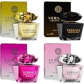 Versace Perfume for Women Set of 4 Mini, Bright Crystal, Yellow Diamond, Crystal Noir, Bright Crystal Absolu, Perfume for Women Fragrance Sampler Set Designer Womens Samples (4 Count, 0.17 oz)