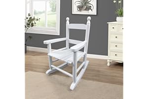 Goujxcy Kids' Rocking Chairs, Childrens Rocking Chair, Wooden Classic Rocker Chair Indoor Outdoor for Youth/Childs/Childrens Porch Rocker Chair for Living Room,Bedroom,Balconies, Porches (White2)
