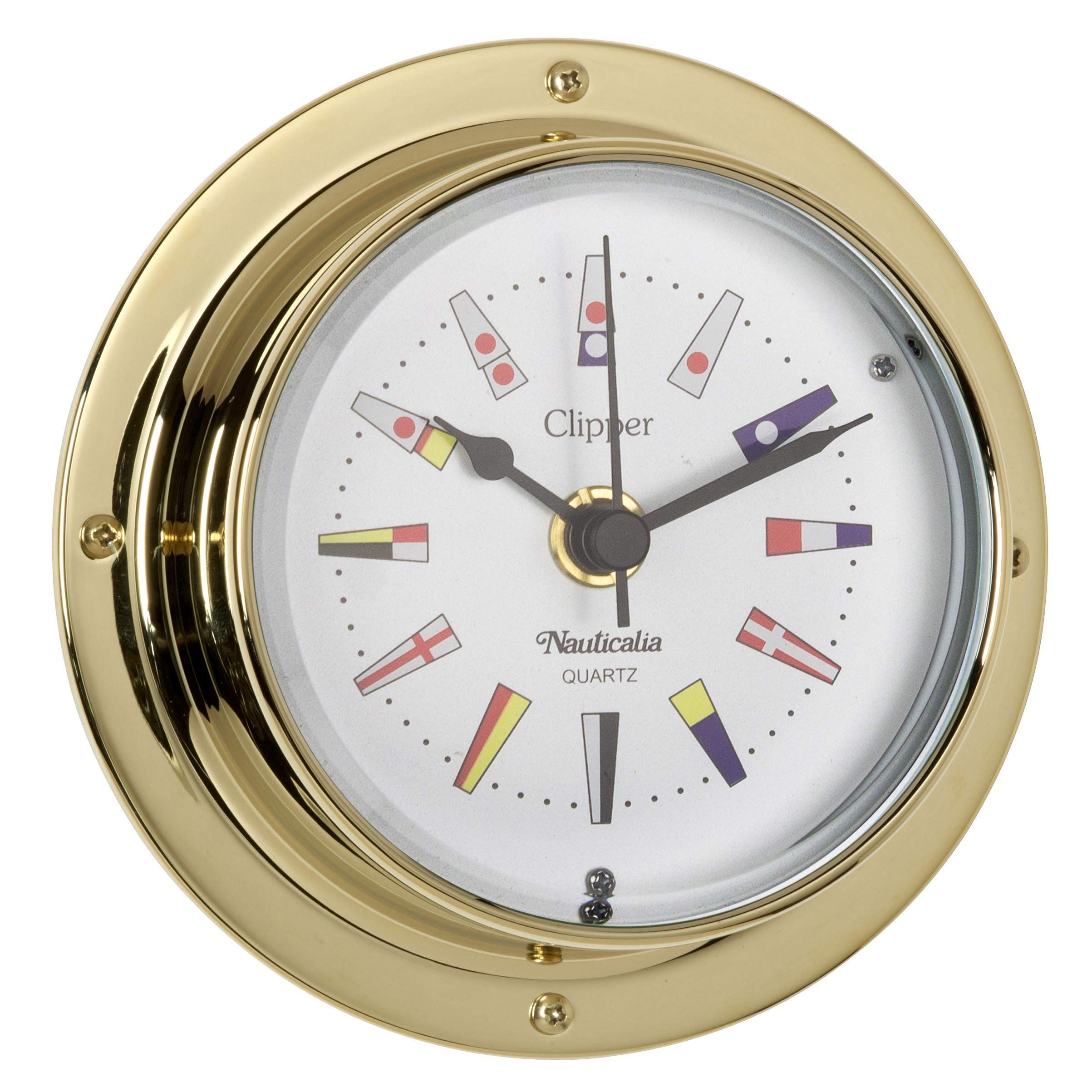 Clipper QuickFix Code Flag Clock, Brass