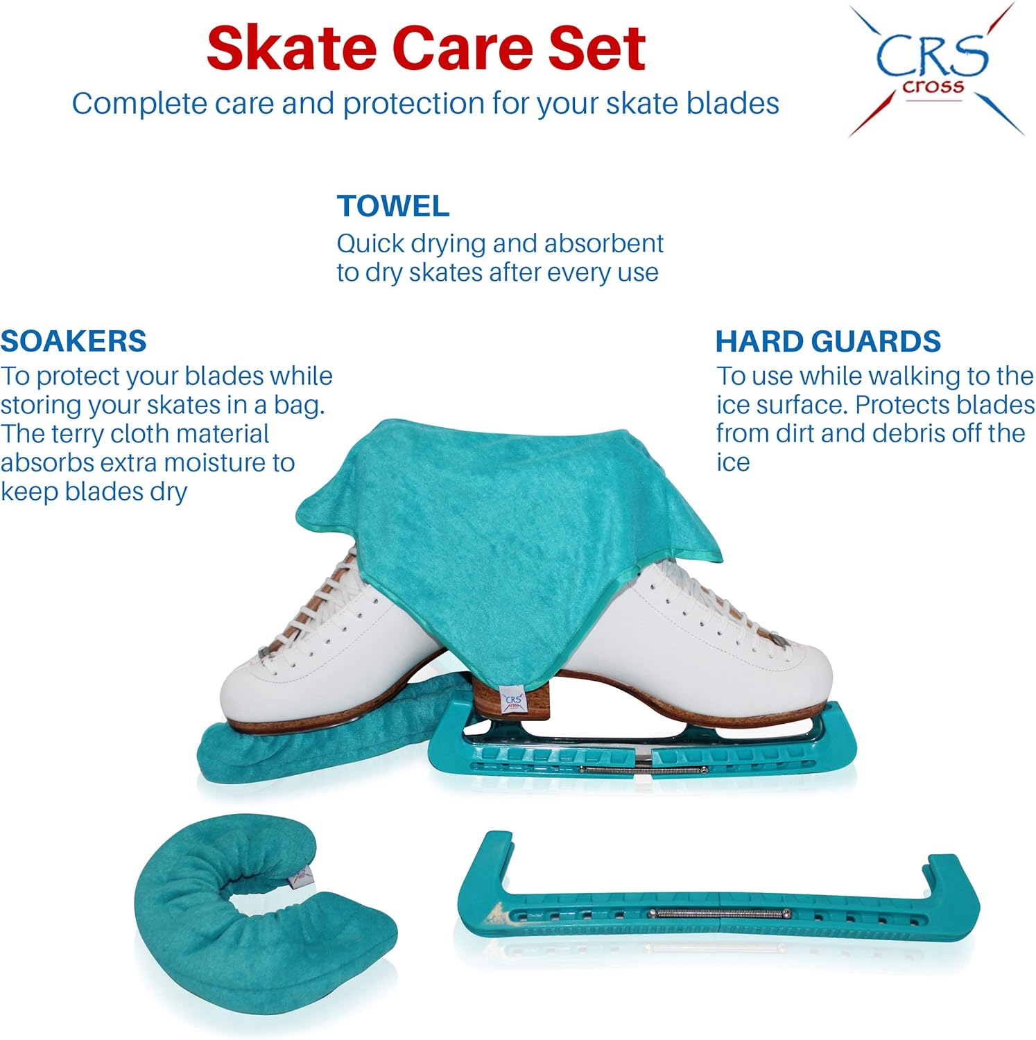 CRS Cross Skate Guards, Soakers & Towel Gift Set - Ice Skating Guards and Soft Skate Blade Covers for Figure Skating or Hockey : Sports & Outdoors